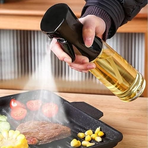 Venja Oil Sprayer For Cooking, Glass Olive 200Ml Oil Sprayer Mister, Olive Vineger Spray Bottle, Kitchen Gadgets Accessories For Air Fryer (Multicolor)