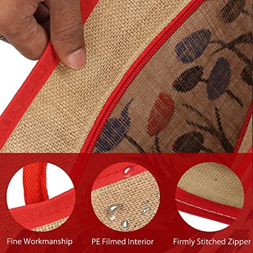 DOUBLE R BAGS Jute Eco-Friendly Tote Bag: Stylish, Spacious, and Sustainable - Perfect for Everyday Errands and Adventures! (Red Tulip, Pack of 3) 3