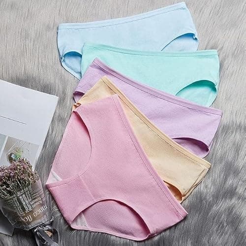 Luvreena Imported Women's Candy (Pop) Color Brief/ 100% Super Soft Cotton Hipster Ladies Plain Bright Panty/Innerwear Inner Elastic Underwear Combo Pack (Colour May Very) (X-Large,Pack-6),Multicolor 2