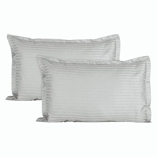 Trance Home Linen 200 TC 100% Cotton Standard Size 18x28 inch Satin Stripe Pillow Covers | Pillow Cases | Set of 2 Piece Pillow Covers only |Standard Size (Silver Grey, 18 X 28 inch)