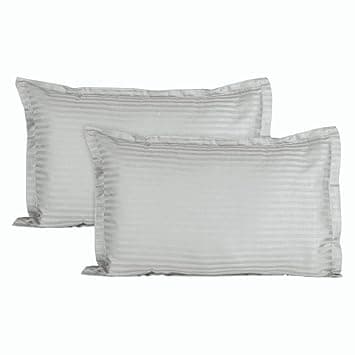 Trance Home Linen 200 TC 100% Cotton Standard Size 18x28 inch Satin Stripe Pillow Covers | Pillow Cases | Set of 2 Piece Pillow Covers only |Standard Size (Silver Grey, 18 X 28 inch)