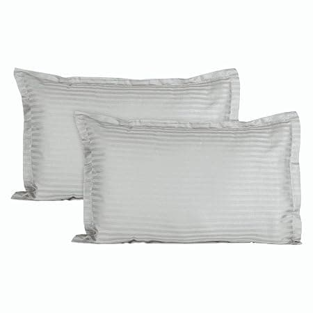 Trance Home Linen 200 TC 100% Cotton Standard Size 18x28 inch Satin Stripe Pillow Covers | Pillow Cases | Set of 2 Piece Pillow Covers only |Standard Size (Silver Grey, 18 X 28 inch)