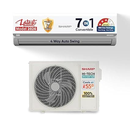Sharp 1.5 Ton 3 star, New Star Rated, Split AC (4 Way Swing, 100% copper, Hi-Tech Inverter Compressor, 7-1 Convertible,Turbo cool, Dust filter, AH-SI17V3B-GCN, White)