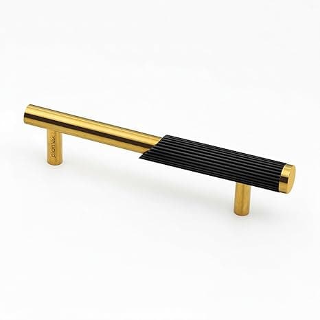 Plantex Stainless Steel & Aluminium Cabinet Handle/96mm Wardrobe Door Handle/Cupboard Pull-Push Handles for Home/Office - Pack of 1 (Black & Gold)