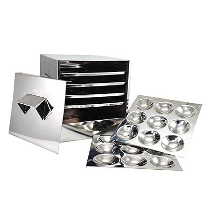 Onions Stainless Steel Cauka/Square/Cubic Idly cooker 4 + 2 plates with16 Regular idly Extra 2 Mini Idly plates - Gas stove and Induction Stove Compactible – FOR HOME USE ONLY