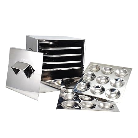 Onions Stainless Steel Cauka/Square/Cubic Idly cooker 4 + 2 plates with16 Regular idly Extra 2 Mini Idly plates - Gas stove and Induction Stove Compactible – FOR HOME USE ONLY