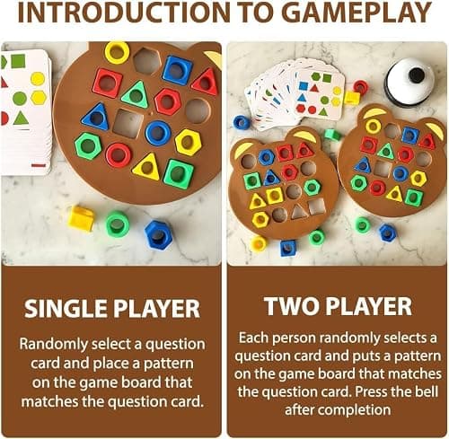 PRIME DEALS Geometric Shape and Color Matching Puzzle Board Game with Bell for Kids 3+ Years | Sensory Educational, Fun and Learning Toy for Children | Ideal for Gifting 2