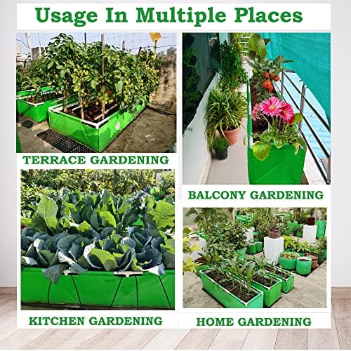 ORGANIC BAZAR 48x24x12 Rectangular Grow Bag with Supporting PVC Pipes for Terrace Garden | Premium HDPE 350 GSM Raised Green Plant Bags Planter (Pack of 1) 5