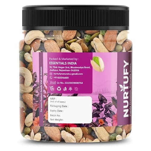 Nurtufy Healthy Mix Dry Fruits and Nuts | Healthy for Every Occasion Dry Fruits Nuts | Almonds | Cashew | Kishmish | Black Raisins Mixed Dry Fruits Healthy Snacks | 250gm 3