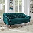 Modern 3 Seater Green Fabric Sofa for Living Room, Soft Cushioned Large Couch, Premium Comfort Sofa for Home & Office (2 Year Warranty)