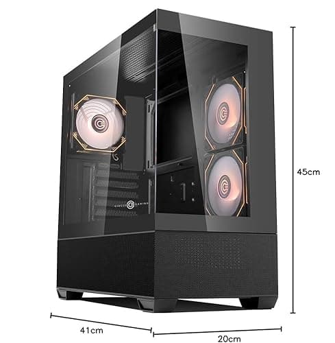 Circle Defender ZX3 Mid- Tower Computer Case | Gaming Cabinet - Black | Support ATX, M-ATX, ITX | Infinity Mirror Pre- Installed 3 x 120mm Front and 1 x 120mm Rear ARGB Fans 6