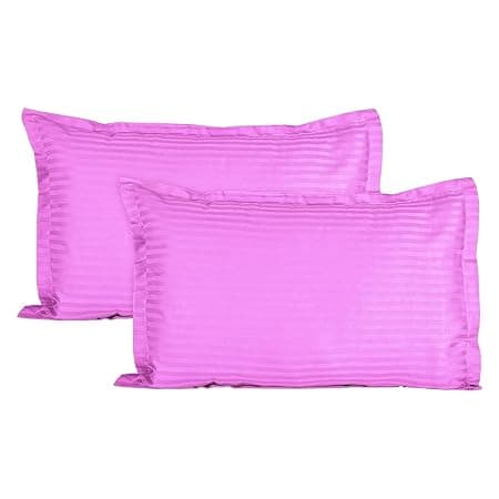 Trance Home Linen 200 TC 100% Cotton Small Size 17x25 inch Satin Stripe Pillow Covers | Pillow Cases | Set of 2 Piece Pillow Covers only |Small Size (Light Pink, 17 X 25 inch)