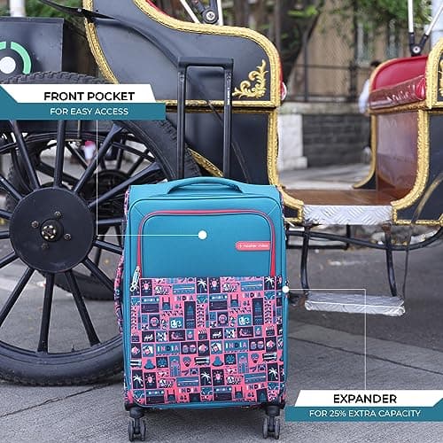 Nasher Miles India Expander Soft-Sided Polyester Check-in Luggage Teal 24 inch |65 Trolley Bag 6