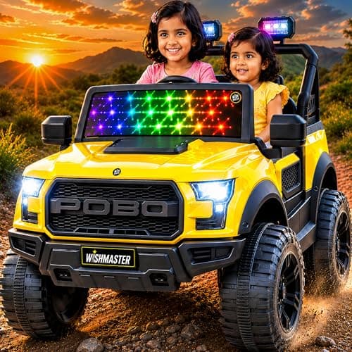 Wishmaster 4x4 Electric Ride-On Car for Kids | 12V Battery Powered SUV Jeep with Remote Control, Manual Drive Mode, LED Lights & Suspension | Off-Road Toy Car for Boys & Girls Aged 2–8 Years