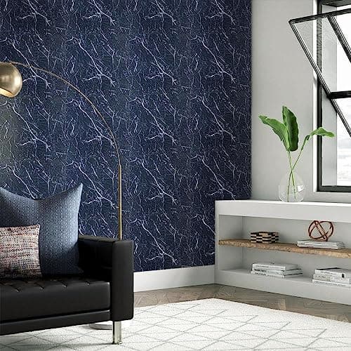 MORADIYA FRESH (LABEL) Marble Tile Sticker, 4 Pcs Flooring Peel And Stick Tiles Waterproof Self-Adhesive Vinyl Floor Sticker Wall Backsplash Stickers Cover Decal For Bathroom, 30X30Cm (Black12 Cms) 5