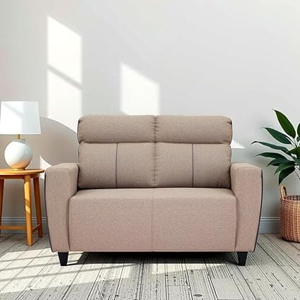 Royaloak Mily Fabric 2 Seater Sofa | Sofa with Tufted Design and Square Armrest | Durable and Long-Lasting 2 Seater Sofa for Living Room with Soft Cushions, Tapered Legs & Modern Design