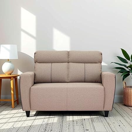 Royaloak Mily Fabric 2 Seater Sofa | Sofa with Tufted Design and Square Armrest | Durable and Long-Lasting 2 Seater Sofa for Living Room with Soft Cushions, Tapered Legs & Modern Design