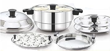 Luxuria Sumo 12 Stainless Steel Induction Idly Cooker (3 Plates, 12 Idlis), Silver