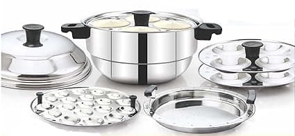 Luxuria Sumo 12 Stainless Steel Induction Idly Cooker (3 Plates, 12 Idlis), Silver
