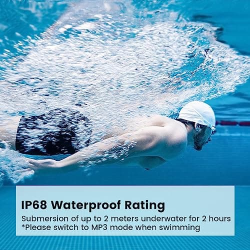 mojawa Run Plus Bone Conduction Headphones, Open-Ear Bluetooth Headphones, 32GB MP3 Player, IP68 Waterproof Swimming Earbuds, Deep Bass, Secure Fit for Running, Gym and Daily Use, Black (Gray) 2