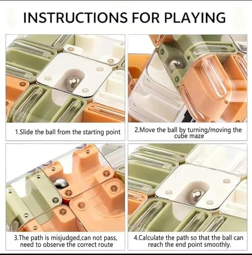 3D Maze Puzzle Cube with Metal Ball Inside - Transparent Handheld Marble Run Brain Teaser Game for Kids & Adults | Focus Skill Development Educational Toy and Stress Relief Challenge 5
