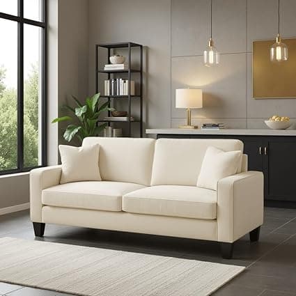 Torque Moscow 2 Seater Fabric Sofa (Cream) 2 Person Sofa, Wooden Sofa Set, Couch for Living Room | 1 Years Warranty