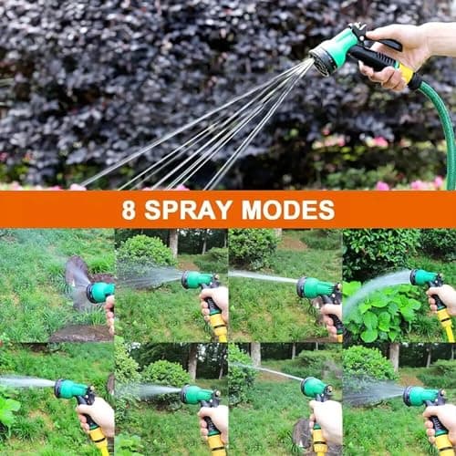 GLUN Plastic Garden Hose Nozzle Water Spray Gun, 8 Adjustable High-Pressure Spray, Multi Useability For Car, Bike And Gardening 2