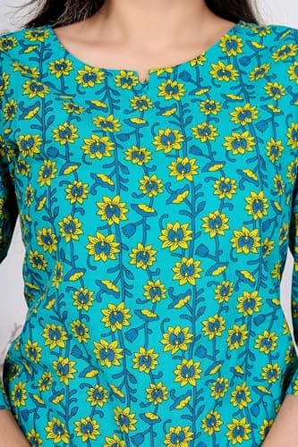 Women's Cotton Printed Co-ord Set | Stylish Kurta Pant Set | Soft Breathable Floral Co-Ordination Wear | Trendy Ethnic Outfit for Daily, Casual & Festive Comfort (Rama-XX-Large) 3