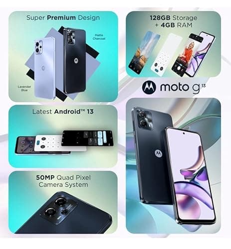 Motorola G13, Matte Charcoal (4GB, 128GB) 4
