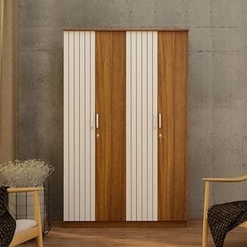 Tetra Engineered Wood 4-Door Wardrobe (Leon Teak Fluted, 4 Door)
