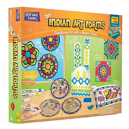 Imagimake DIY Indian Art Forms | 20+Craft Projects | 5 Art Forms - Mandala,Madhubani,Lippan,Warli & Block Printing | Art & Craft Kit | Birthday Gift for Girls & Boys Ages 8,9,10,11,12