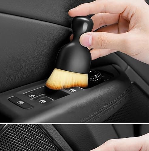 T TOPLINE Brush Mini Car Cleaning Brush with Handle and Dust Cover Car AC Vent Cleaner Dashboard Cleaner Accessories for Detailing Brush Multipurpose Gadget Cleaner Car Duster Brush (Small) (1pcs) 3