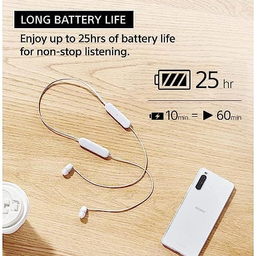 Sony WI-C100 Wireless Headphones with Customizable Equalizer for Deep Bass & 25 Hrs Battery, DSEE-Upscale, Splash Proof, 360RA, Fast Pair, in Ear Bluetooth Headset with Mic for Phone Calls (Black) 2