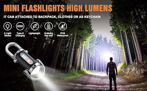 Right Gear Portable Rechargeable Bright Keychain Flashlight, 6 Light Modes Waterproof, Compact Pocket Light for Night Working, Running, Walking, Camping, Fishing, Hiking 2