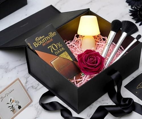 Awestuffs Premium Black Gift Boxes for Gift Packaging, Reusable Decorative Gift Boxes (23 x 16 x 10 cm) for Hampers, Weddings, Birthdays, Festivals & Corporate Gifts (Pack of 1) 3