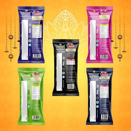 8AM Dry Fruits Combo Pouch, Pack of 5, (Almond 40g, Cashew 40g, Pistachio 30g, Trail Mix 35g, Nut Mix 35g), Fiber & Protein Rich Healthy Mix Dry Fruits, Diwali Gift Pouch 3