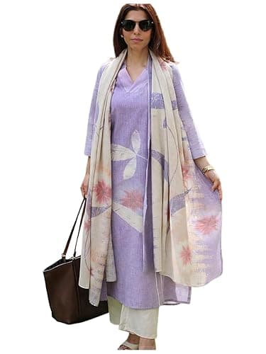 ANNI Designer Women Cotton Blend Straight Fit Printed Kurta Pant Dupatta Set | V Neck Three Quarter Sleeve Ensemble | Soft Breathable Fabric | Comfortable Elegant Styling for Office Casual Wear