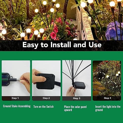 TECH LOGO ELECTRONICS Outside solar Garden 8LED Light Outdoor Home Waterproof Plant Lights for Balcony Terrace Pots, Acrylonitrile Butadiene Styrene-warm yellow (1) 3
