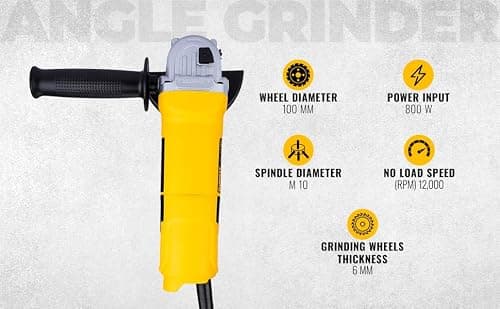 DEWALT DW803, 1000W, 4'' (100mm) Heavy Duty Angle Grinder Engineered For Heavy Duty Applications with Spindle Lock and Toggle switch, 2 Year Warranty (SIDE HANDLE INCLUDED) 2