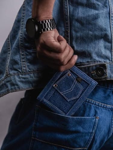 Bacca Bucci Denim Dash Bifold Wallet– Jeans Inspired Wallet for Teens & Gen Z Blue 2