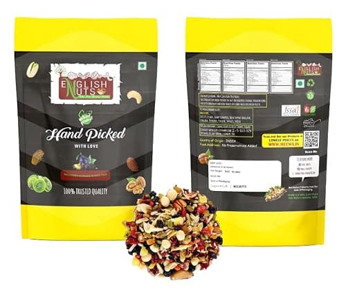 ENGLISH NUTS-THE DRY FRUITS HOUSE 1 Kg Mix Nuts Organic Trial Mix|Premium Fruit,Nut & Fiber SuperMix,Healthy Mixed Nuts with Dry Fruits|10+ Varieties Like Almonds, Cashews,Walnuts,Pumpkin Seeds 3