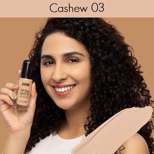 Nykaa All Day Matte Long Wear Liquid Foundation For Normal To Combination Skin - Cashew 03 4