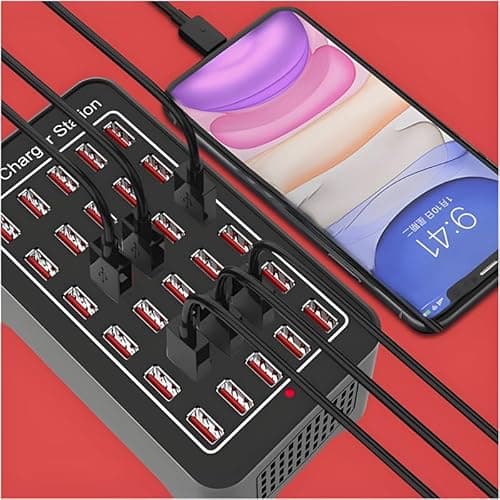 Drumstone (𝐋𝐢𝐦𝐢𝐭𝐞𝐝 𝐓𝐨𝐝𝐚𝐲) Universal 24-Port USB Charging Station, Multi-Device Solution for Phones, Tablets, Cameras, Accessories, Ideal for Offices & Home 𝟏𝟓 𝐘𝐞𝐚𝐫𝐬 𝐖𝐚𝐫𝐫𝐚𝐧𝐭𝐲 3