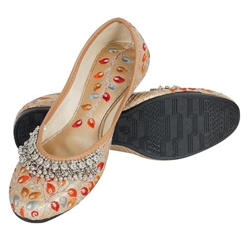 DFR Women Ethnic Rajasthani Embroidery with Payal Punjabi Mojari's Shoe Juti Jutti’s, Color - Multi1, UK Size - 7