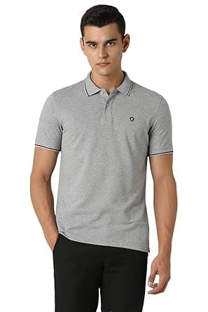 Van Heusen Men's Cotton Solid Regular Fit Collar Polo T-Shirt