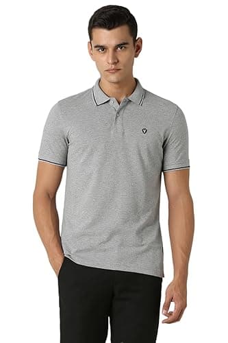 Van Heusen Men's Cotton Solid Regular Fit Collar Polo T-Shirt