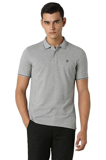 Van Heusen Men's Cotton Solid Regular Fit Collar Polo T-Shirt