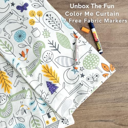 Tranquebar Curtain Co.Kids ColorMe DIY Curtains,Kids Room Curtain,60-65% Room Darkening, Multicolor Animal Print,Cotton Curtains 5 Feet Long Set of 2,BackTab Loops, Design- ColorMe(152 cm)-Set of 2 5