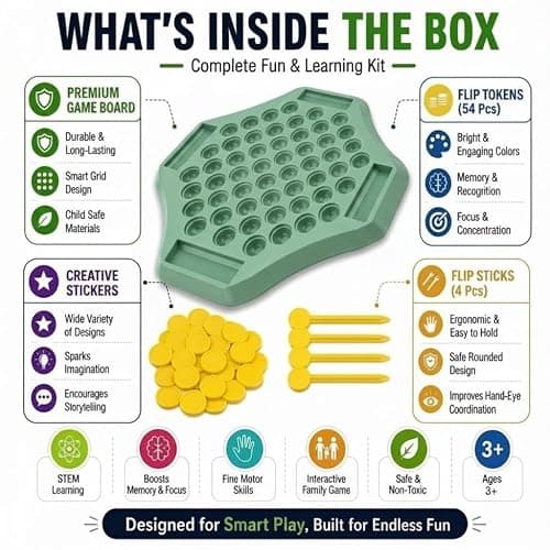 Flipping Chess Match Game Montessori Memory Matching Board Game for Kids | Fruit OR Animal Theme Puzzle with Chips & Sticks | Educational Brain Teaser Development Activities for Toy 2