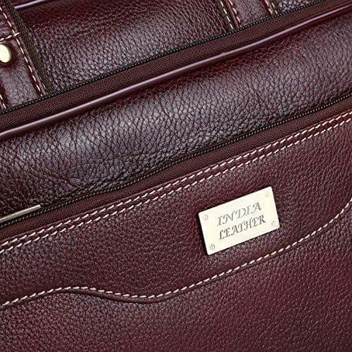 INDIA LEATHER laptop bag| Stylish Leather Laptop bag (16 inch) | Carry Handles with Adjustable Strap| Padded Laptop for men |Office Bag, Briefcase (Brown) 6